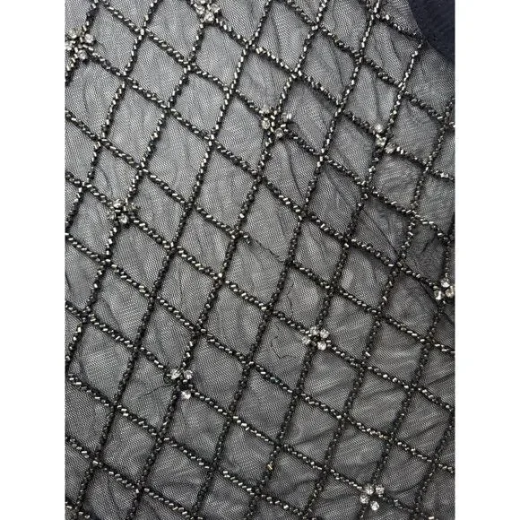 Free People Disco Nights Mesh Beaded Top Black Sheer Rhinestone Festival Unisex - Picture 13 of 16